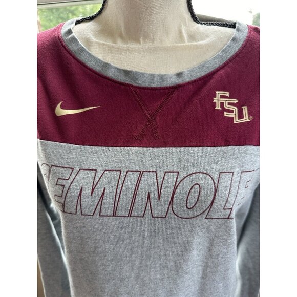 FSU Seminoles Women’s Sweatshirt S Gray Red Nike Florida State Adult Small - Picture 2 of 3